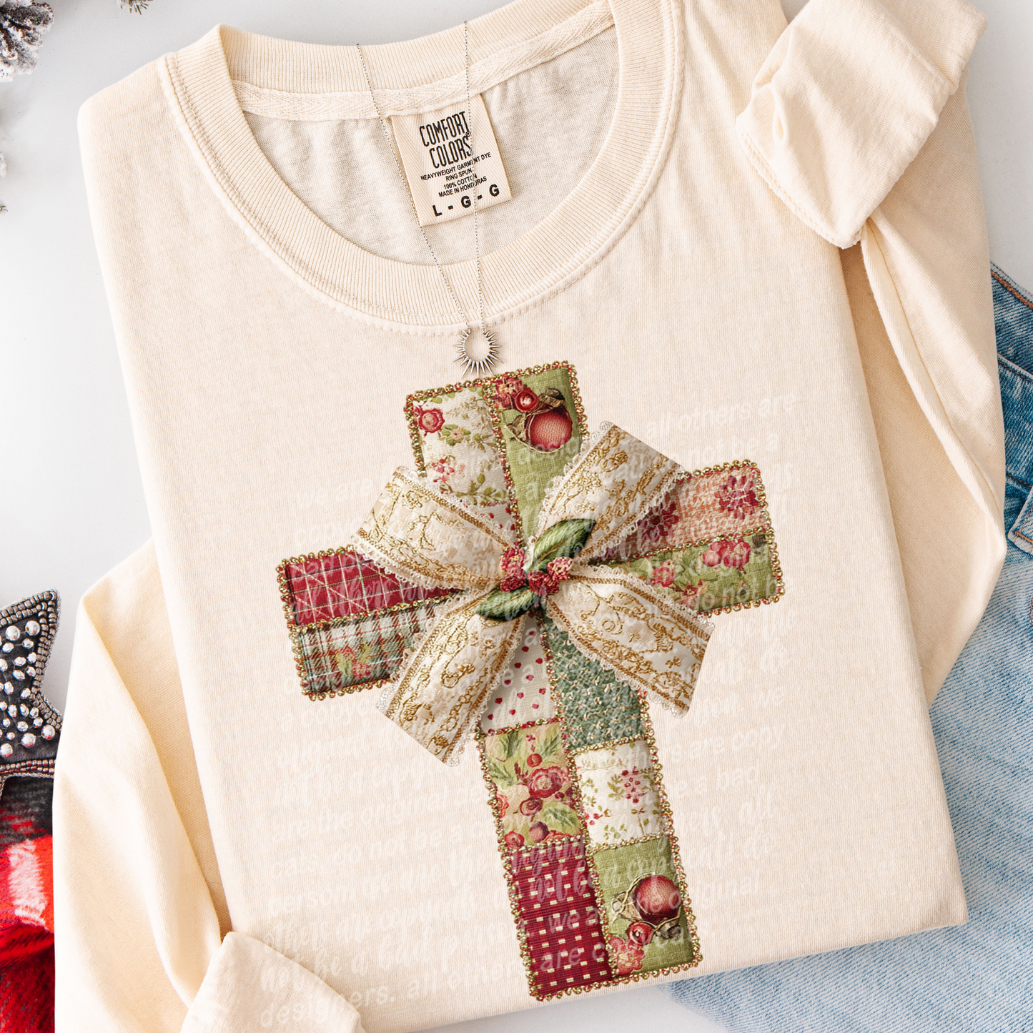 Christmas Cross (Patchwork) Full Color DTF Transfer