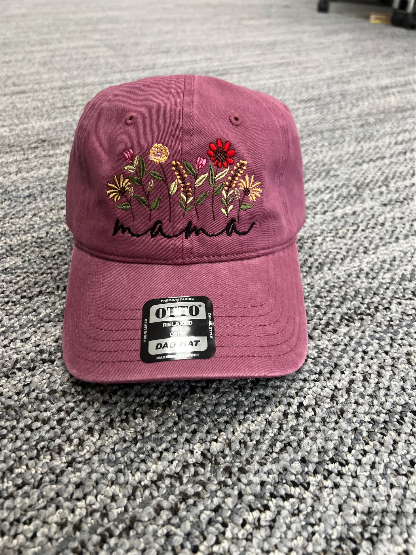 Mama (Any Name) Flower Embroidered Cap