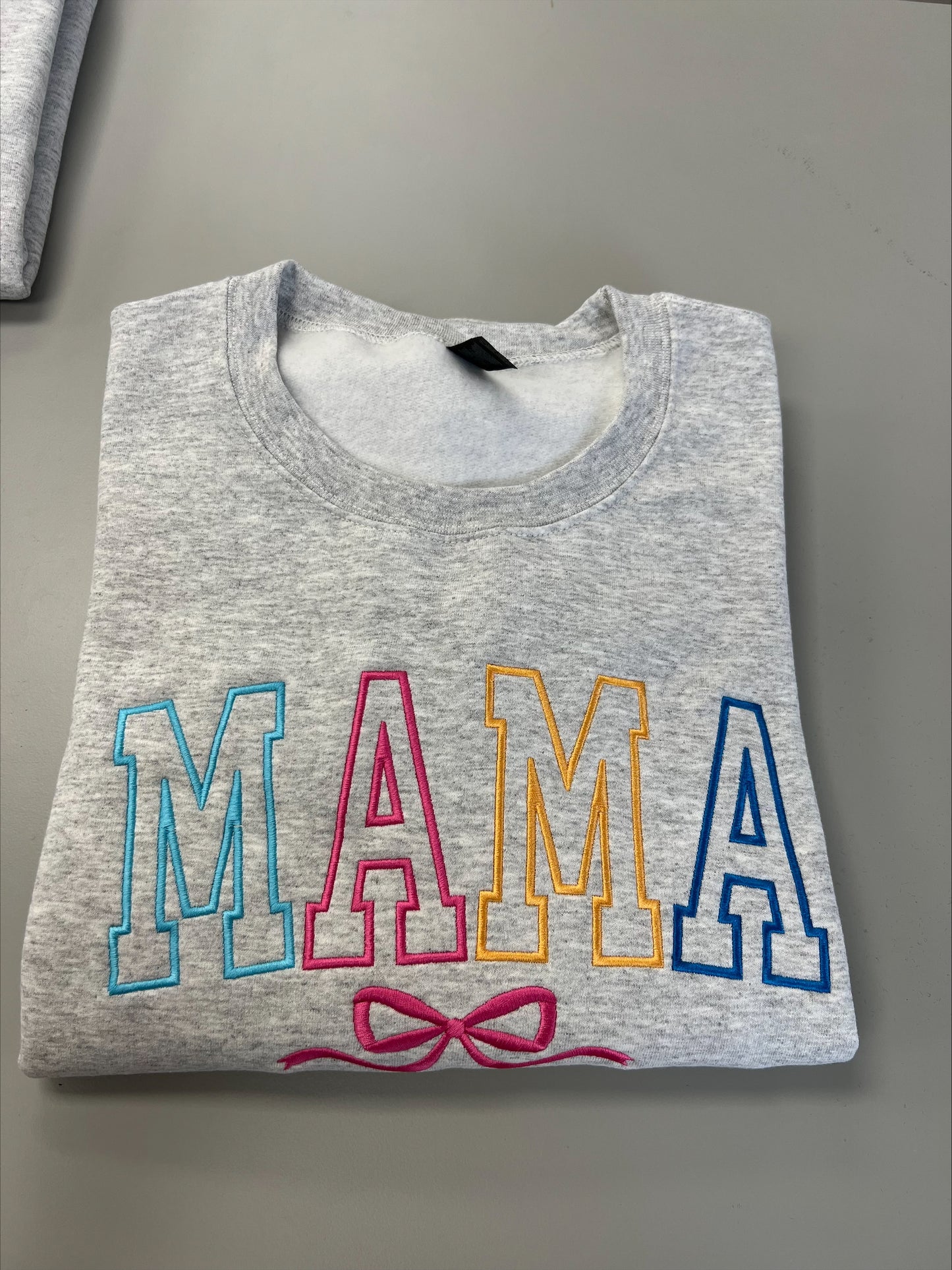 Multi Color Mama (Any SINGLE word) Embroidered Sweatshirt/T-Shirt