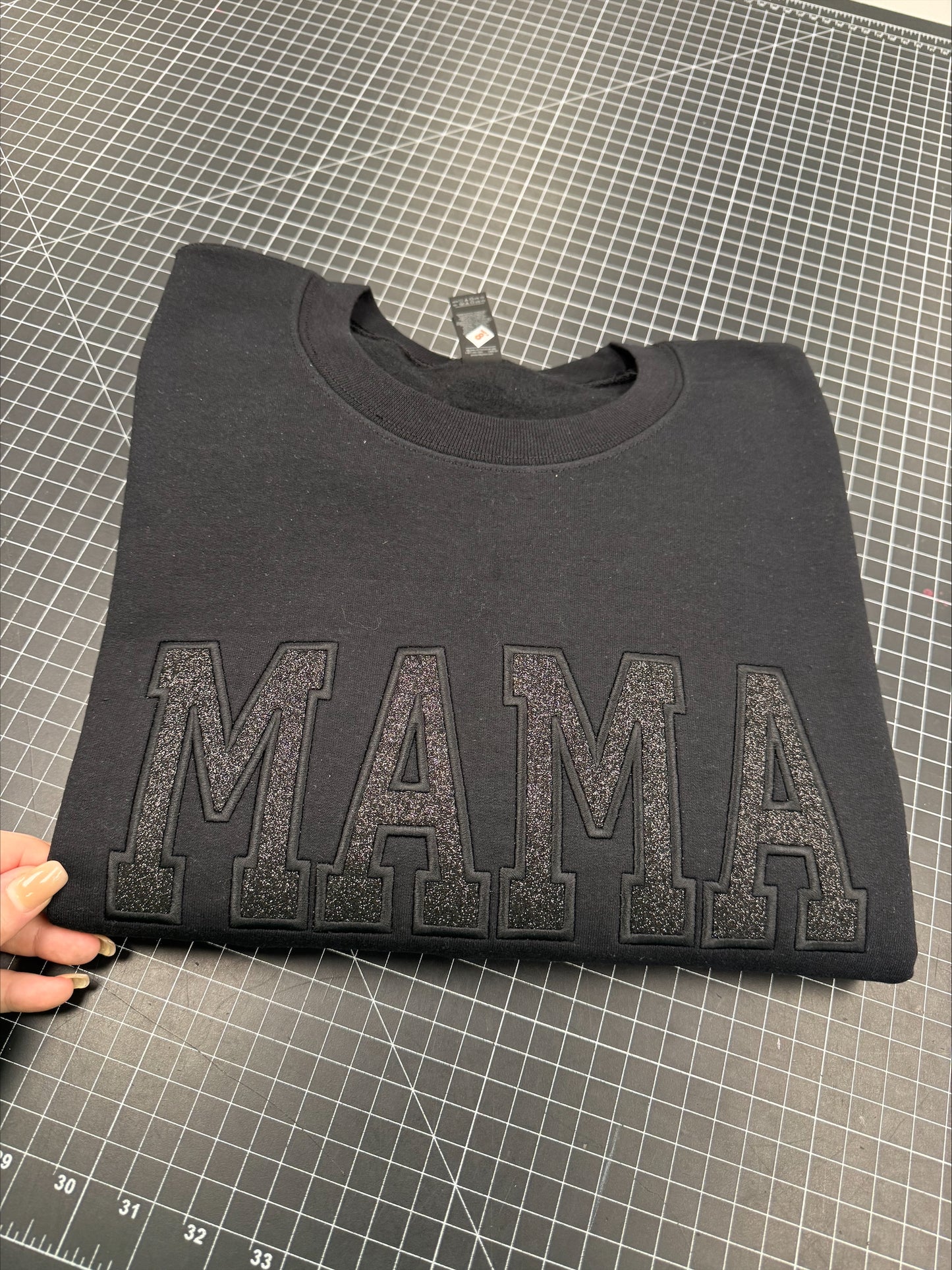 Mama Glitter Applique Embroidered Sweatshirt/T-Shirt (ANY WORD)