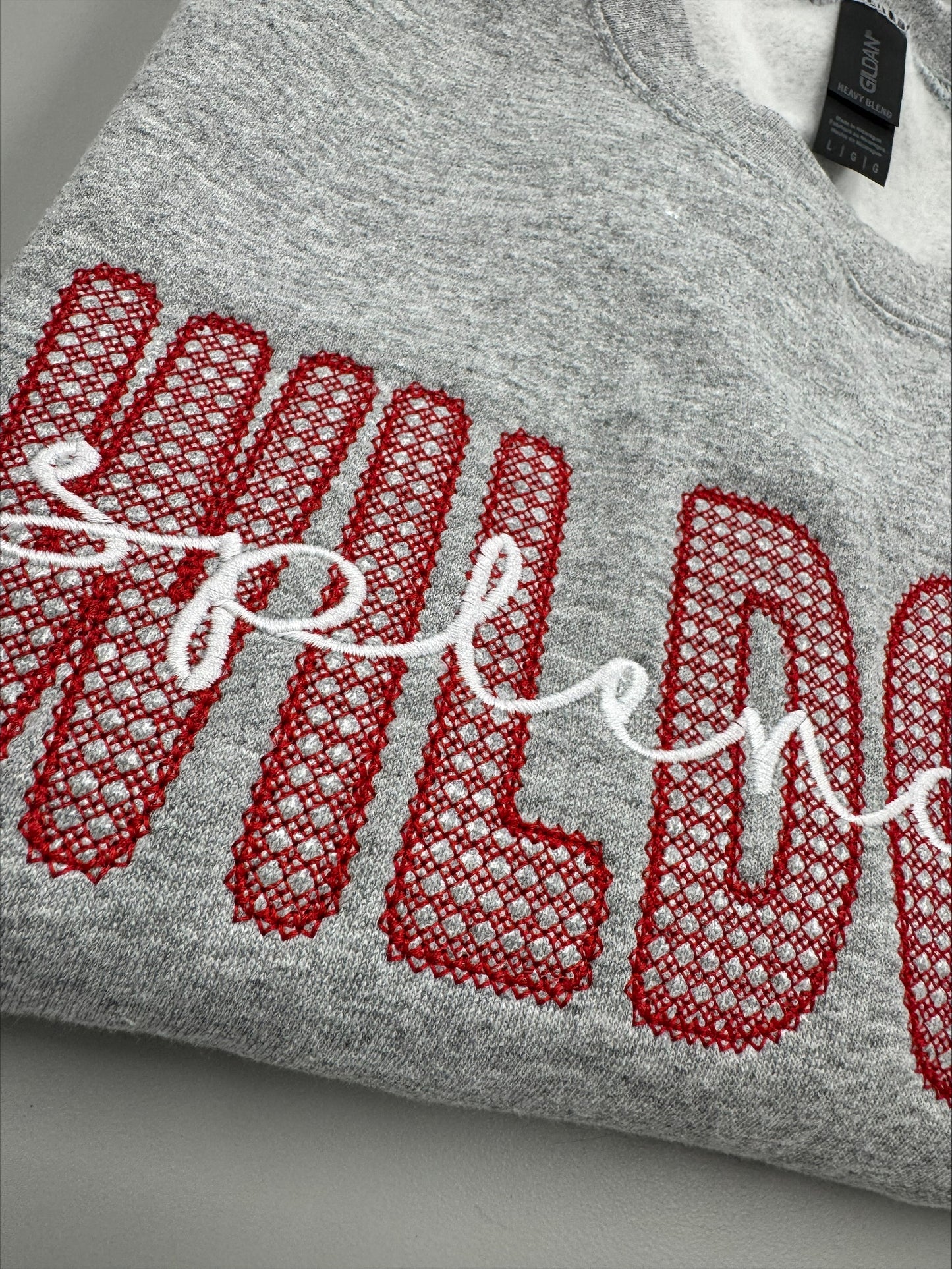 Faux Lace Mascot w/Strikethrough Embroidered Sweatshirt/T-Shirt