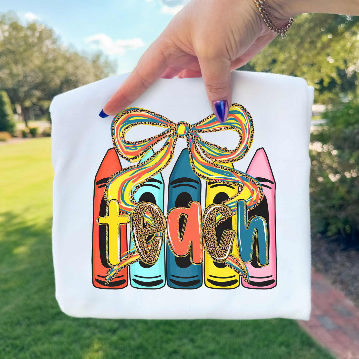 Teach Crayon/Bow Full Color DTF Transfer
