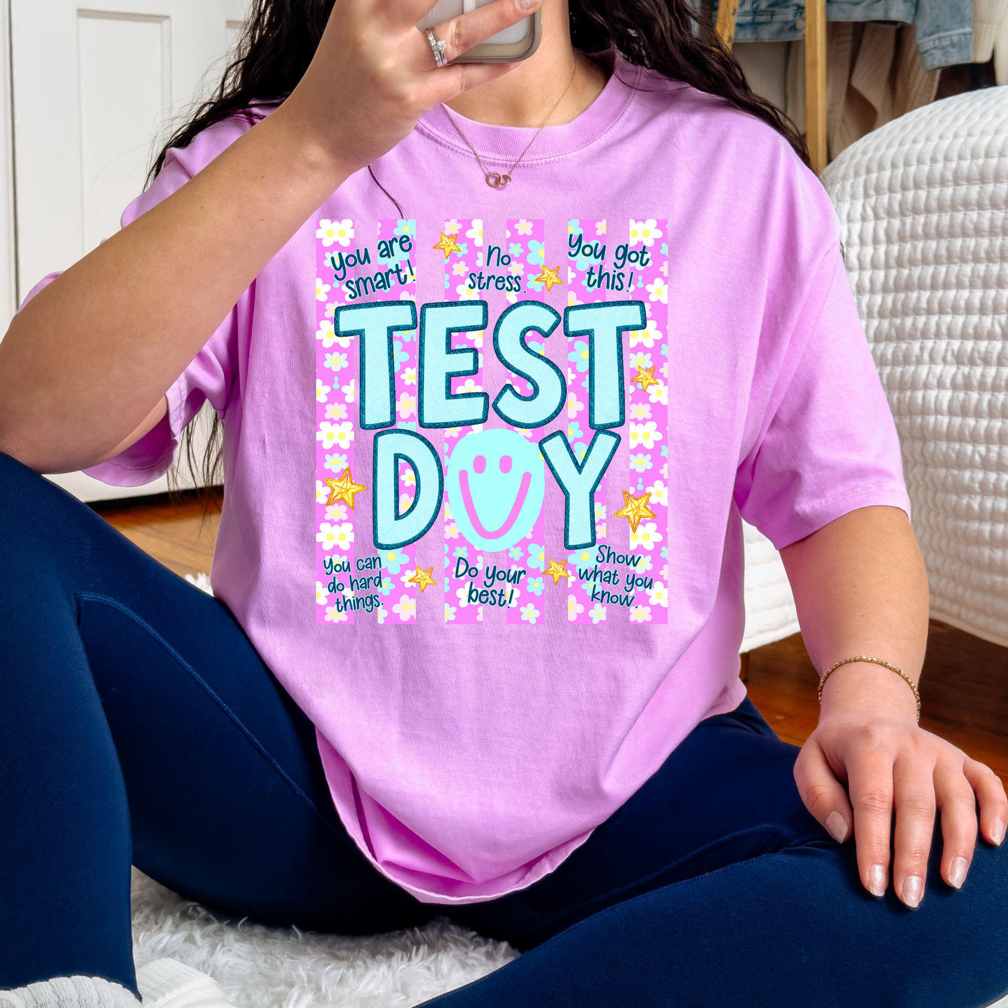 Test Day Floral Striped Full Color DTF Transfer