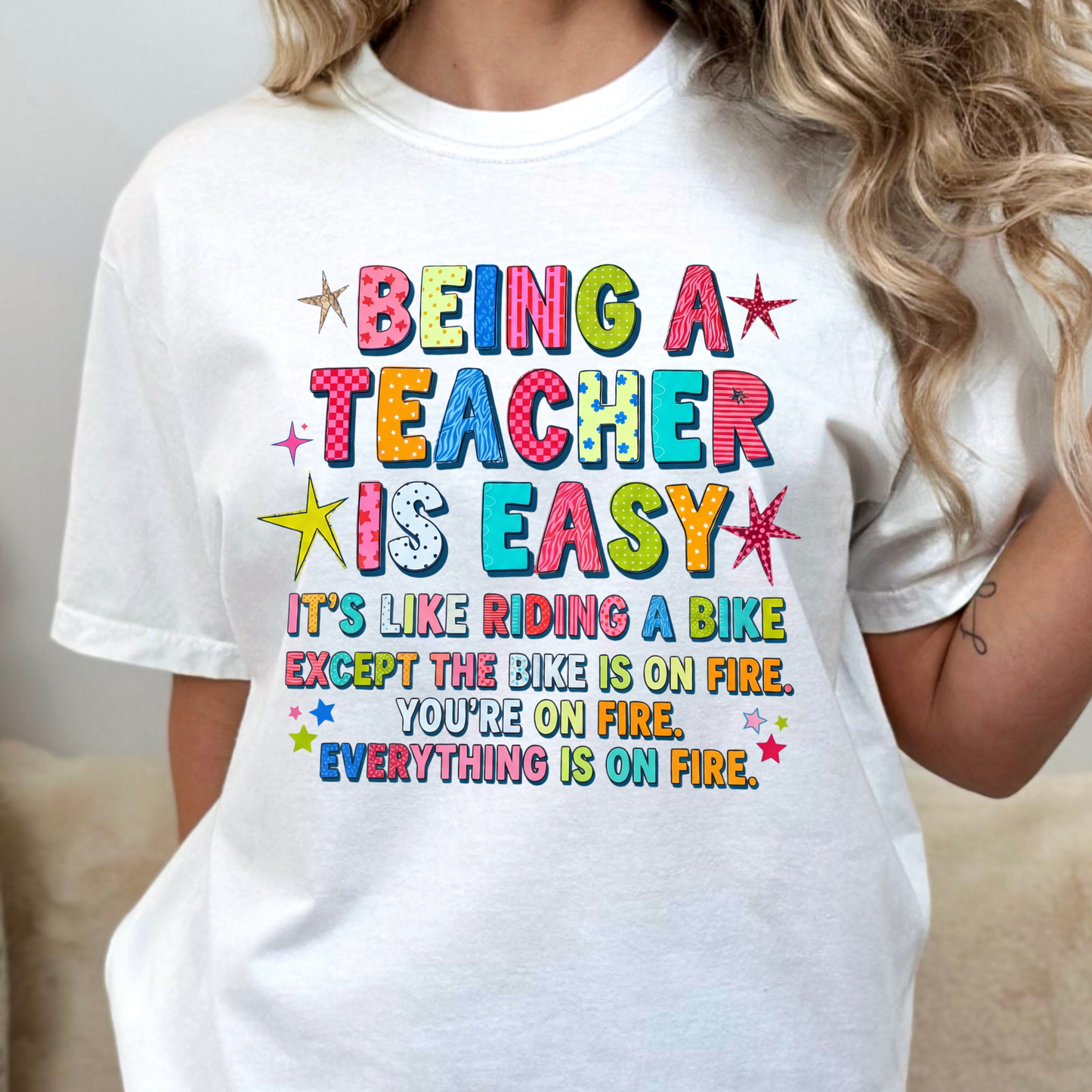 Being A Teacher Is Easy Full Color DTF Transfer