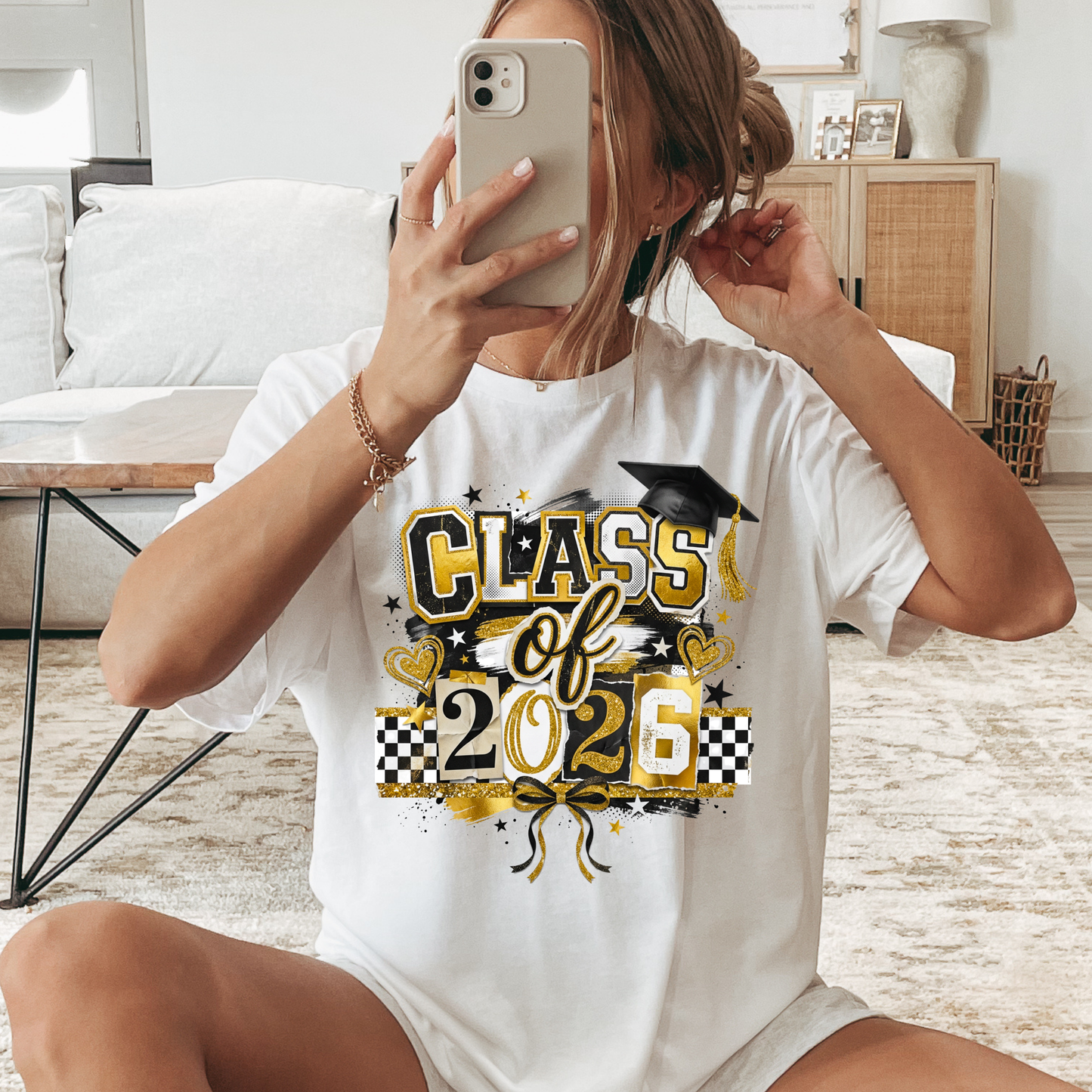 Class of 2026 (Black/Gold Scrapbook) Full Color DTF Transfer
