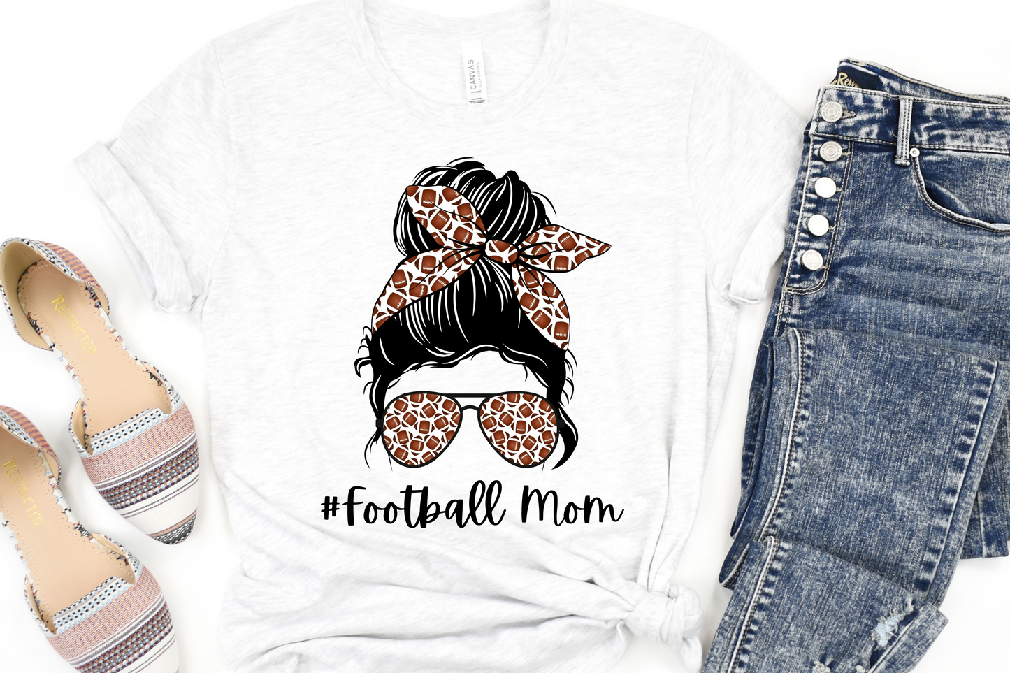 Football Mom Messy Bun Full Color DTF Transfer