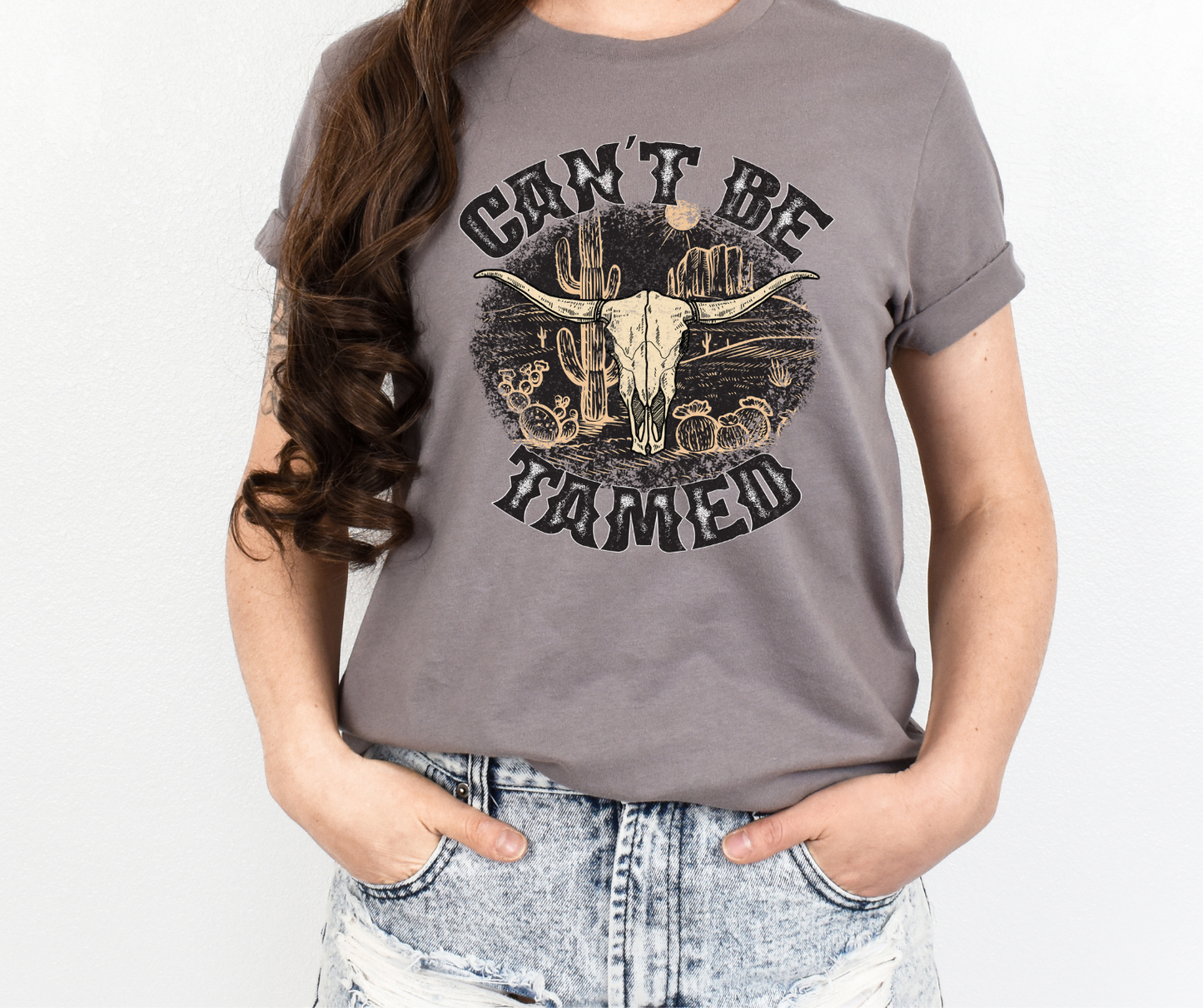 Can't Be Tamed Western Skull Full Color DTF Transfer