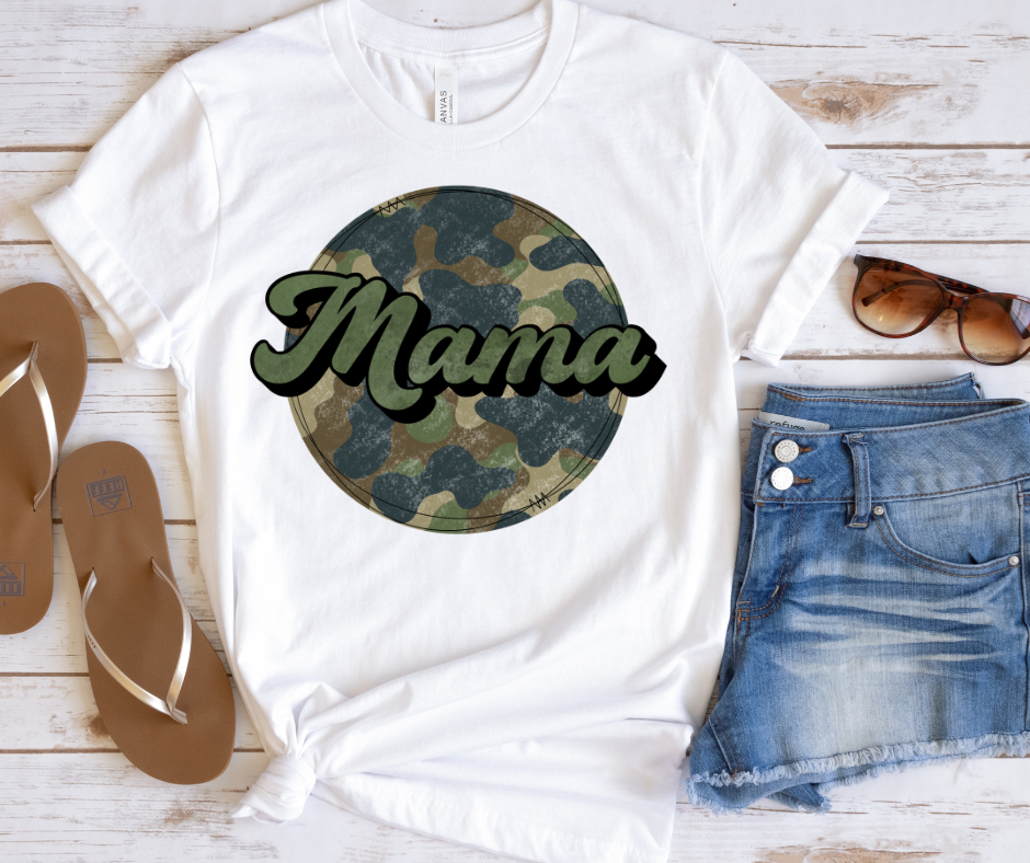Mama Camo Circle Full Color DTF Transfer