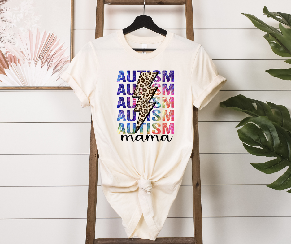Rainbow Autism Mama Leopard Lightening Bolt Full Color DTF Transfers
