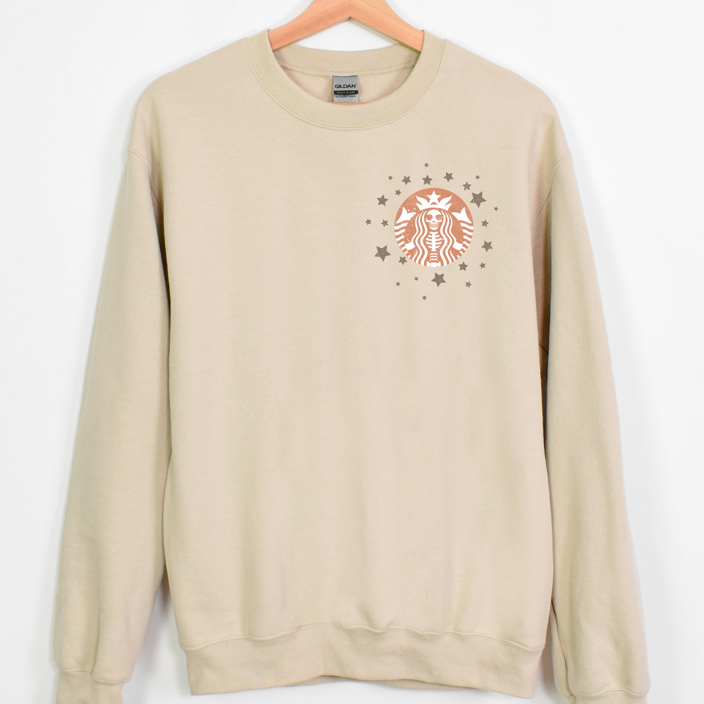 Dead Inside But Caffeinated Coffee Logo Stars Full Color DTF Transfer