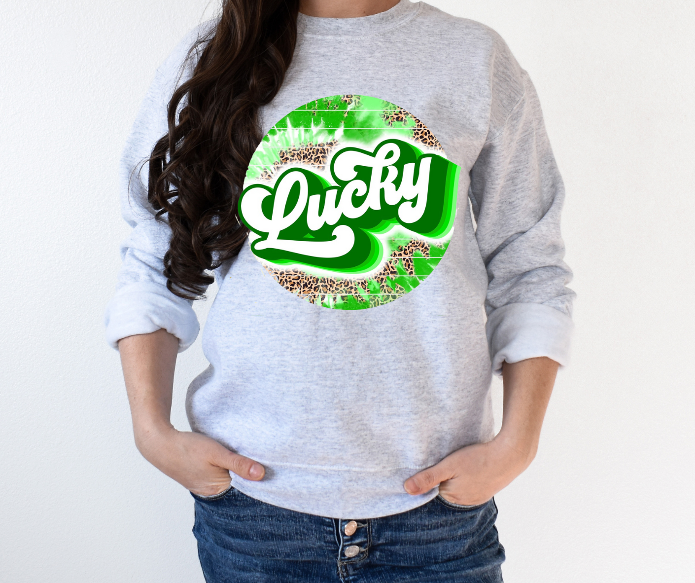 Lucky Tye Die Leopard Circle St Patrick's Full Color DTF Transfer