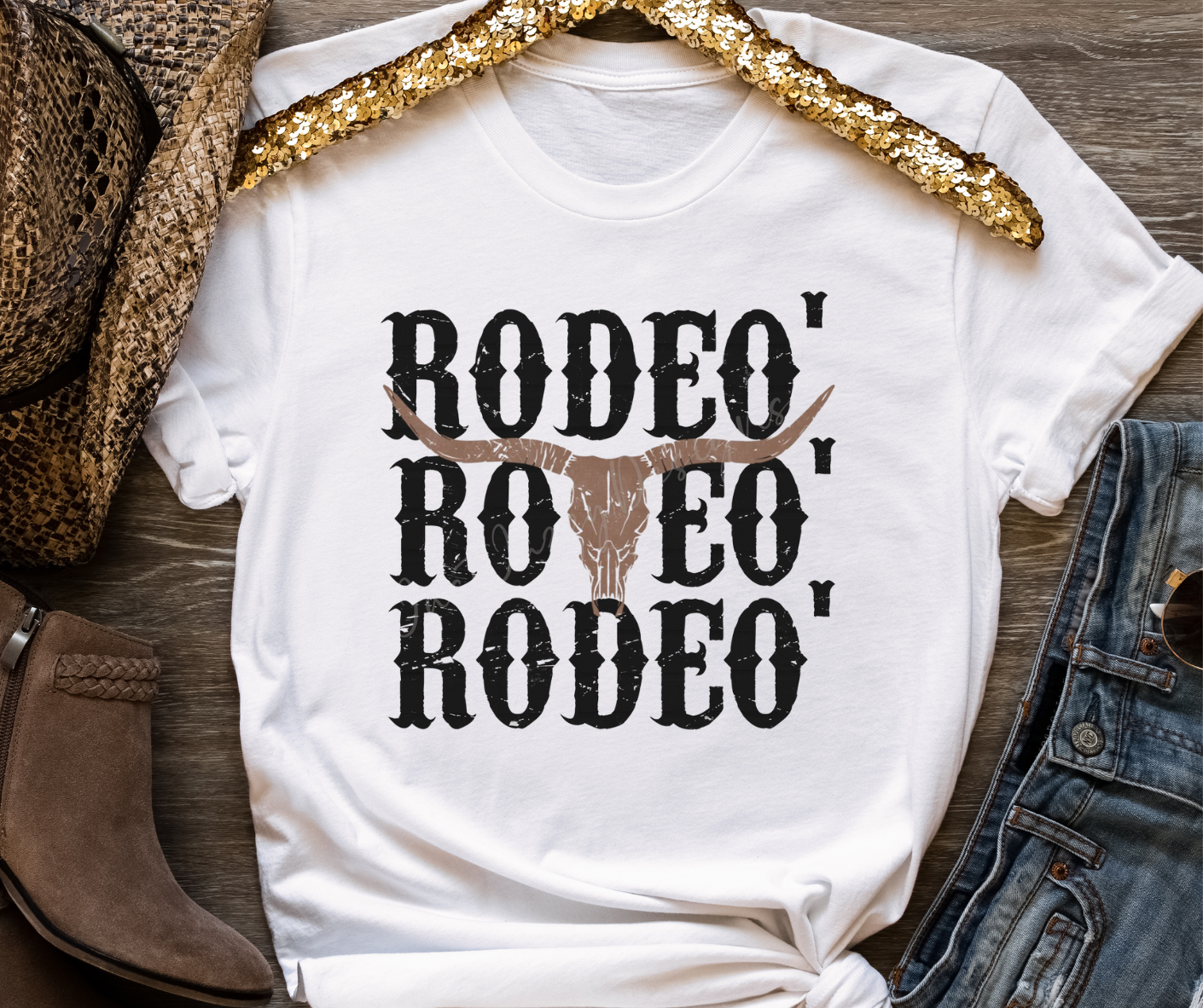 Rodeo Repeat w/Skull Full Color DTF Transfers