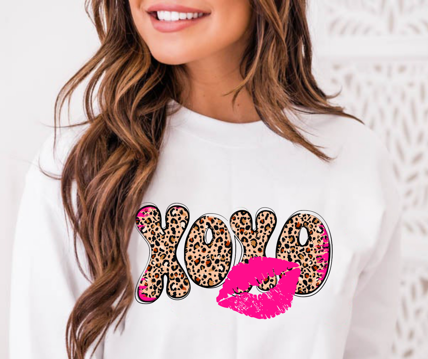 XOXO Leopard Pink Lips Full Color DTF Transfers