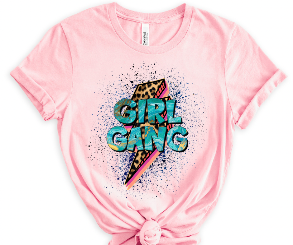 Girl Gang Leopard Lightening Bolt Paint Splatter Full Color DTF Transfer