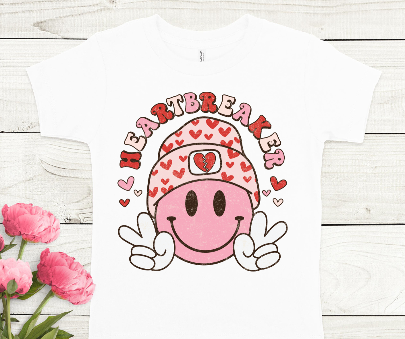 Heartbreaker Smiley Face Valentines (Girl Colors) Full Color DTF Transfers