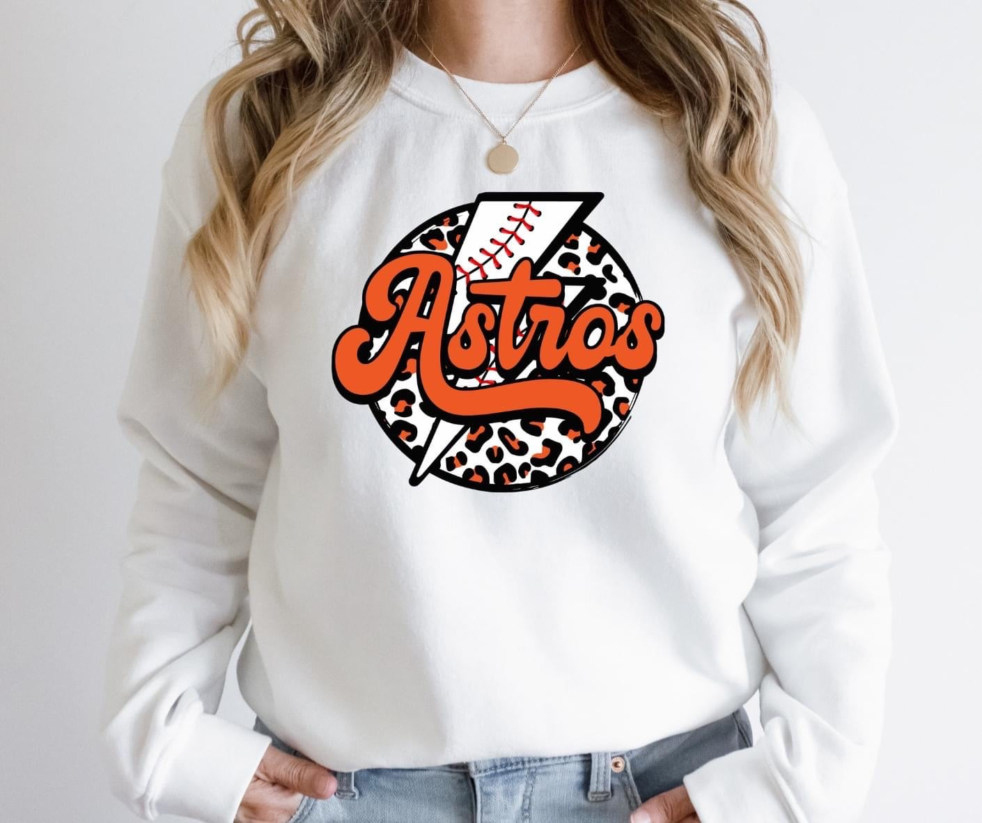 Houston Astros Baseball Leopard Lightening Bolt Full Color DTF Transfer