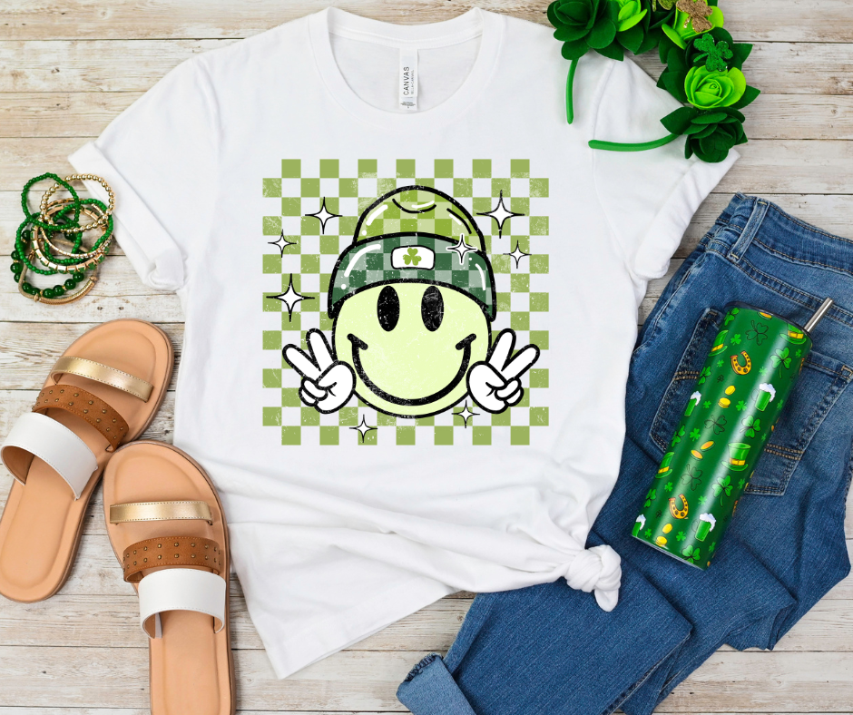 Beanie Smiley Face Peace Sign Cherecked St Patrick’s Full Color DTF Transfers