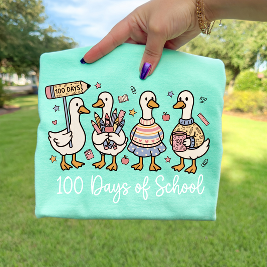 100 Days of Loving School Goose (4) Full Color DTF Transfer