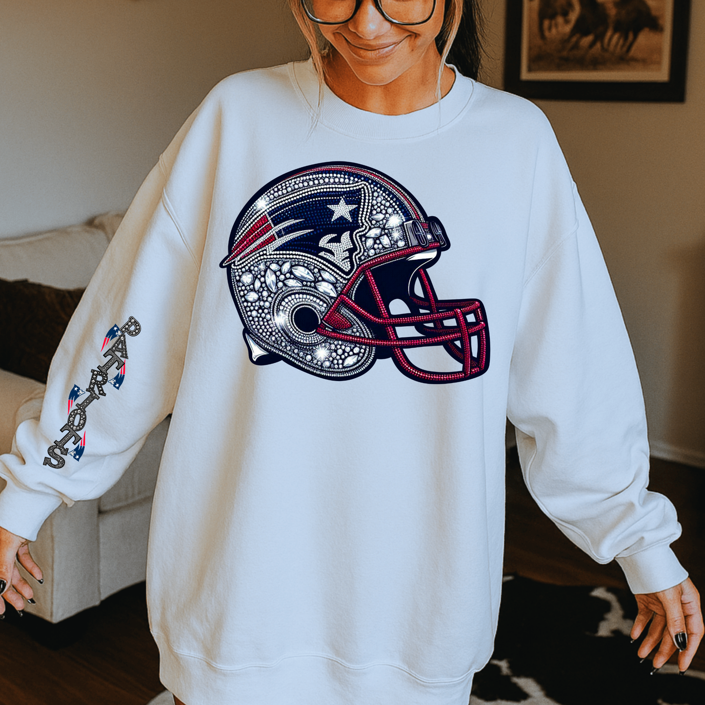 Helmet Sports Team(ALL TEAMS) Faux Rhinestone Helmet Full Color DTF Transfer