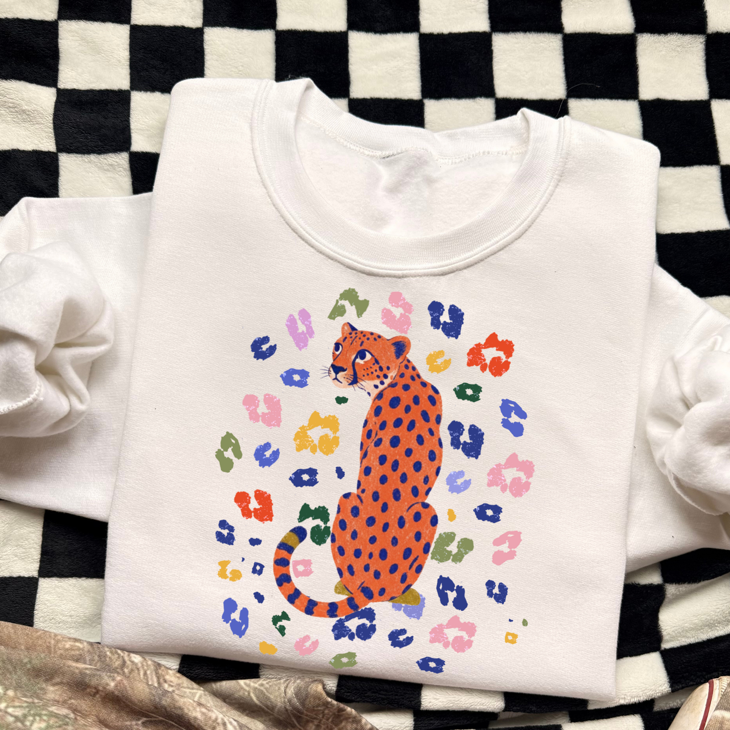 Cheetah w/Colorful Spots Full Color DTF Transfer
