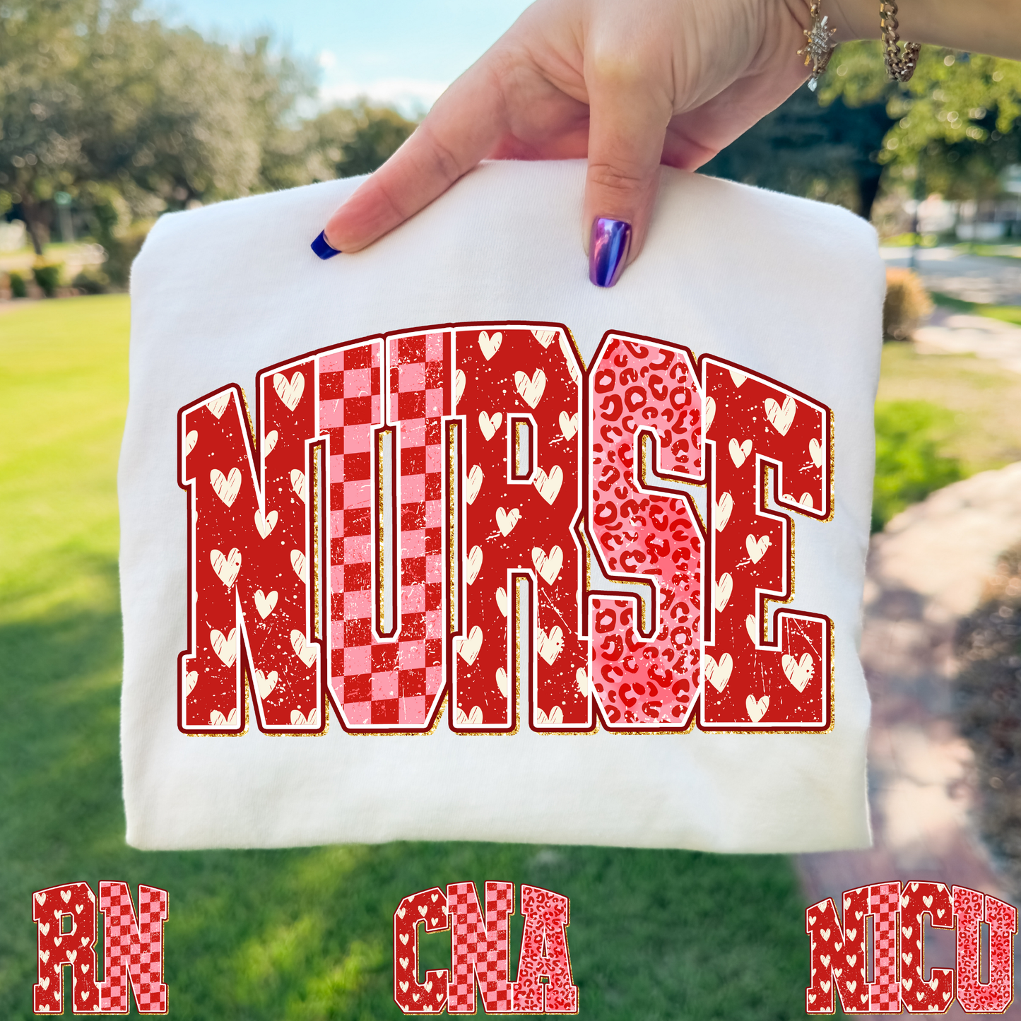 Nurse - Valentine Pattern (RN - CNA - NICU Options) Full Color DTF Transfer
