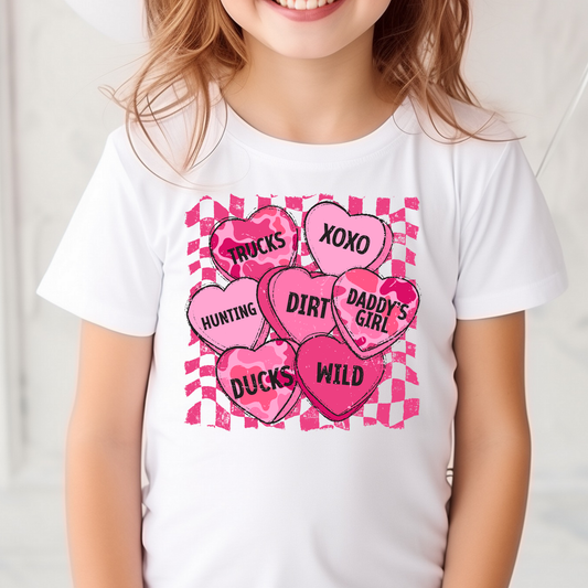 Girls Country Candy Hearts (Checkered) Full Color DTF Transfer