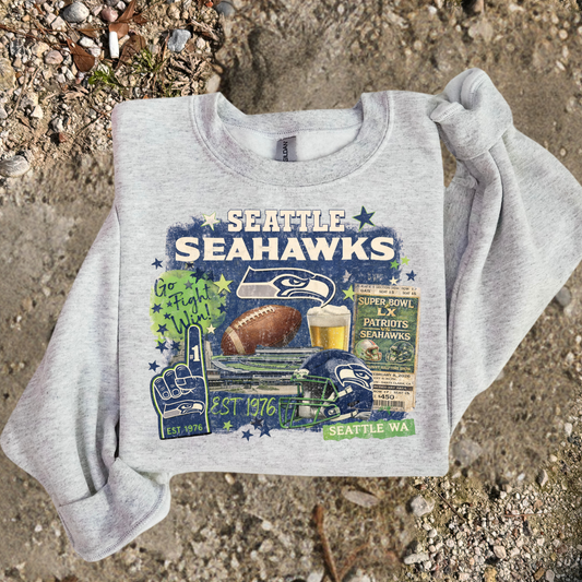 Seattle Seahawks LX Distressed Full Color DTF Transfer