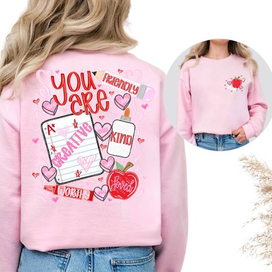 Teacher Valentine Affirmations Full Color DTF Transfer
