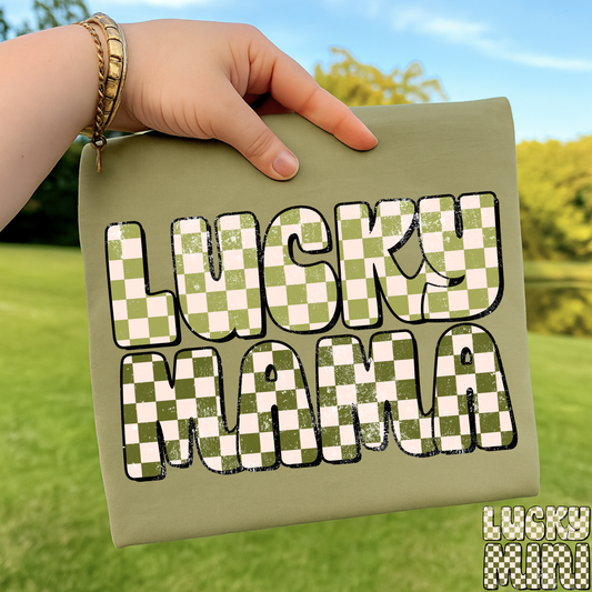 Checkered Lucky Mama (Mini Option) Full Color DTF Transfer
