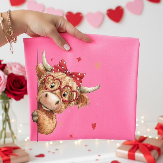 Peeking Cow - Highland Full Color DTF Transfer