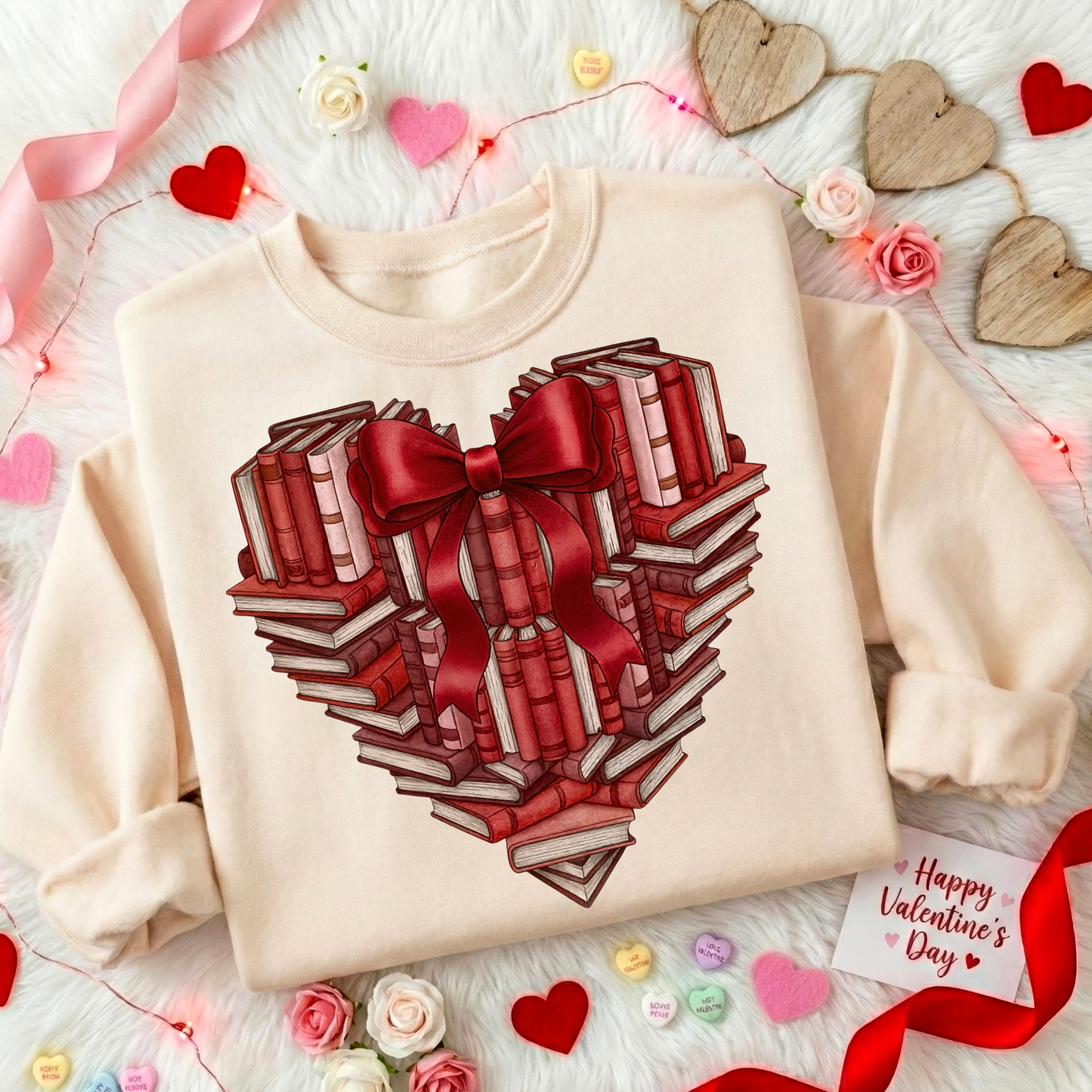 Heart Shaped Books Full Color DTF Transfer