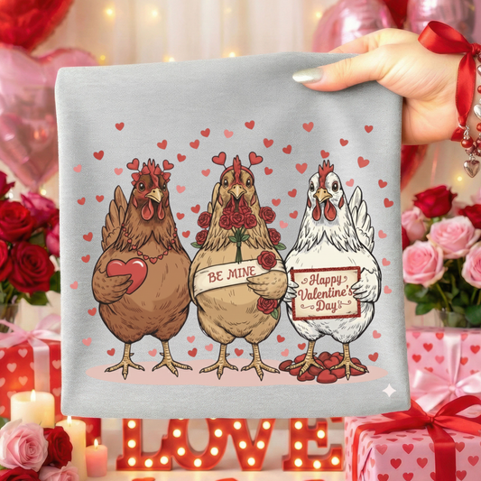 Valentines Chickens Full Color DTF Transfer