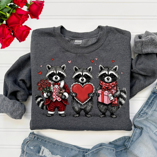 Valentine Racoons Full Color DTF Transfer