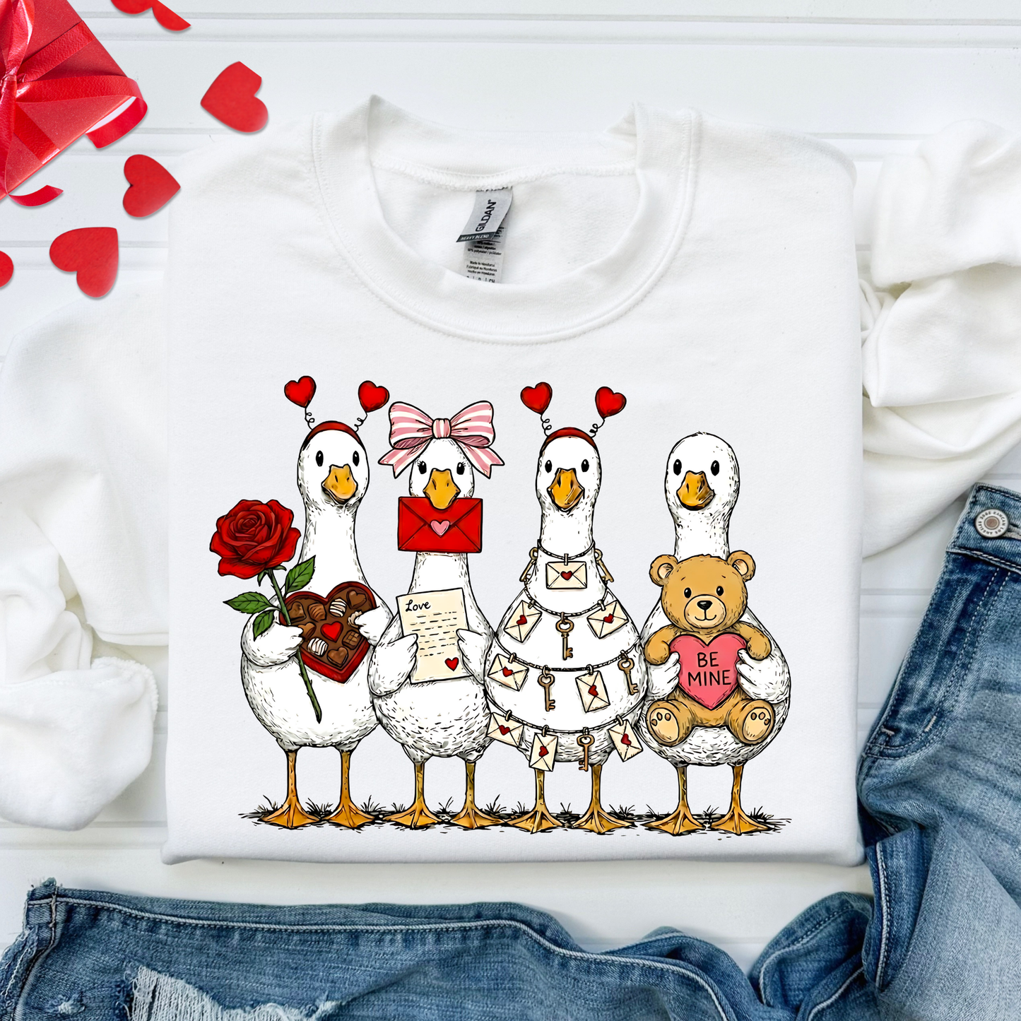 Valentines Geese (Goose) Full Color DTF Transfer