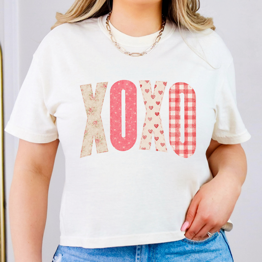 XOXO (Applique Valentine Theme) Full Color DTF Transfer