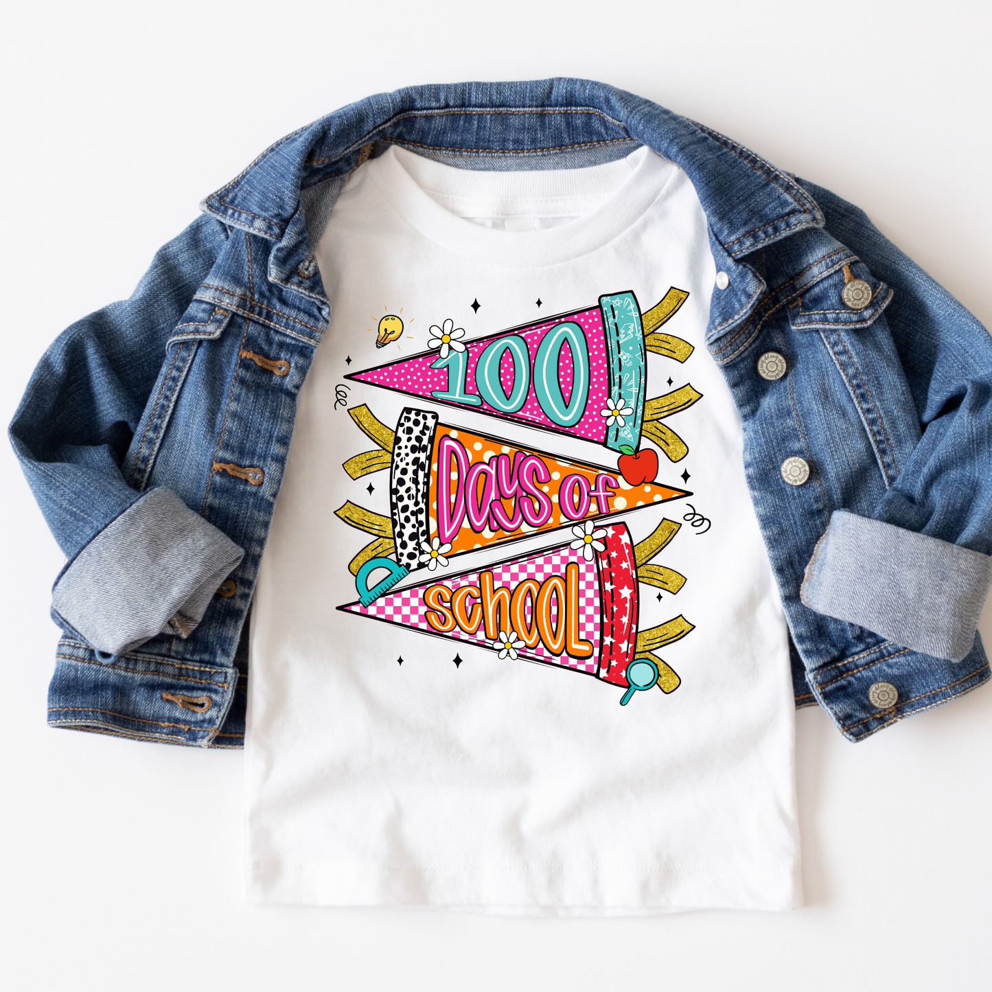 Flags 100 Days of School Full Color DTF Transfer