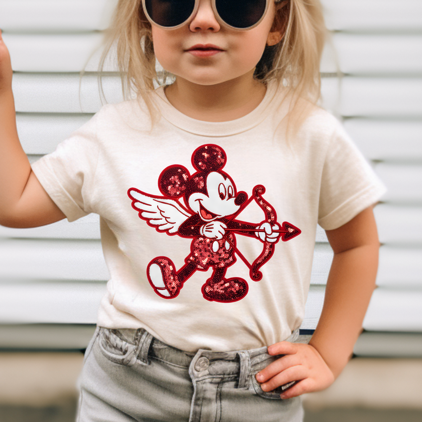 Cupid Mickey (Faux Sequin) Full Color DTF Transfer