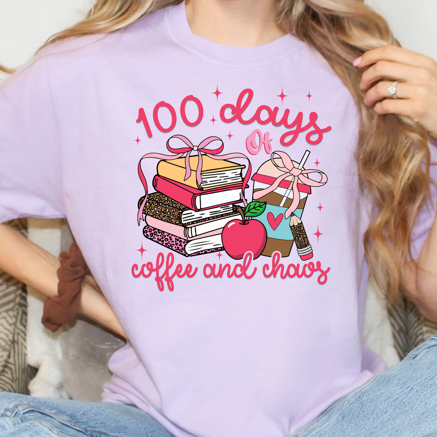 100 Days of Coffee and Chaos Full Color DTF Transfer