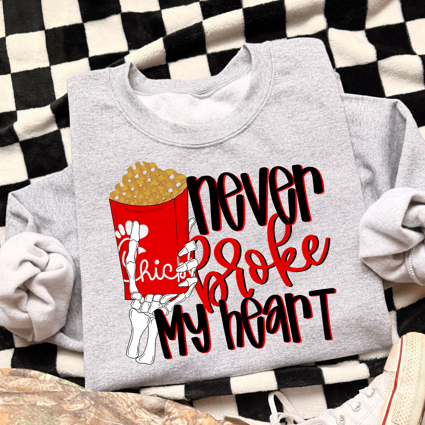 Chick Fil A Never Broke My Heart Full Color DTF Transfer