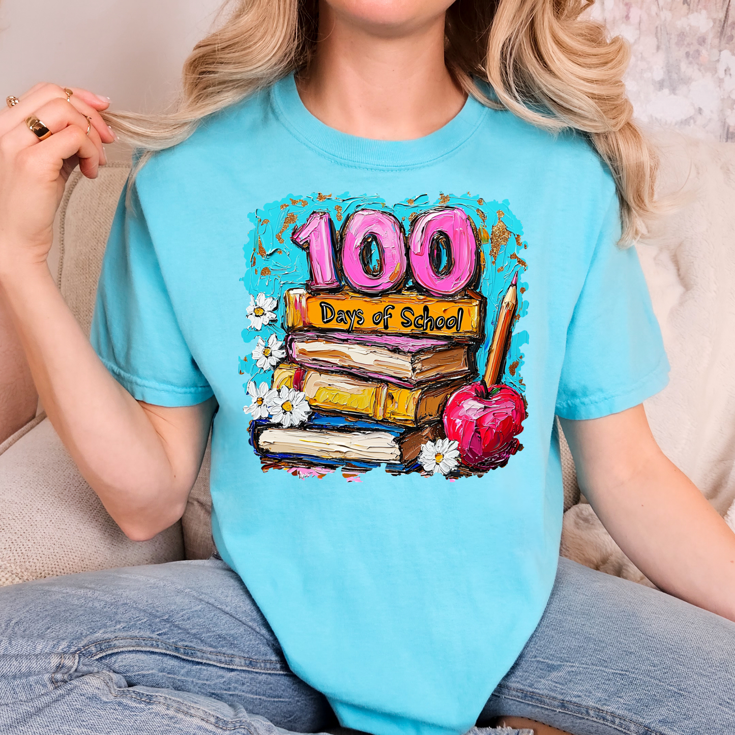 100 Days of School (Faux Paint) Full Color DTF Transfer