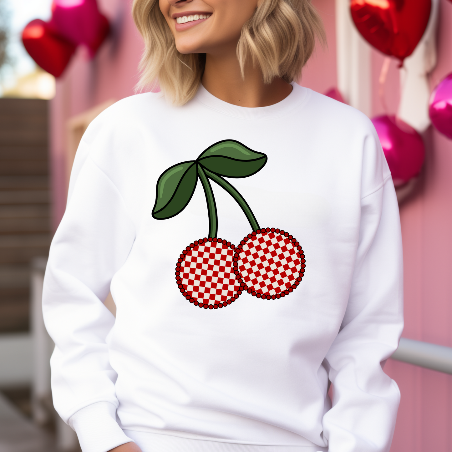 Cherries (Checkered) Full Color DTF Transfer