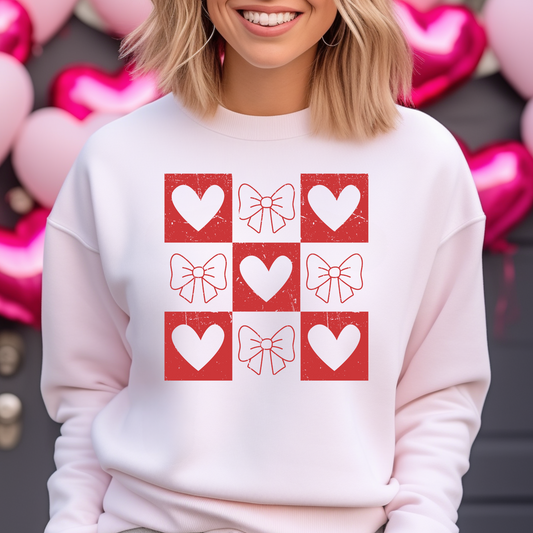 Heart/Bow Grid Full Color DTF Transfer