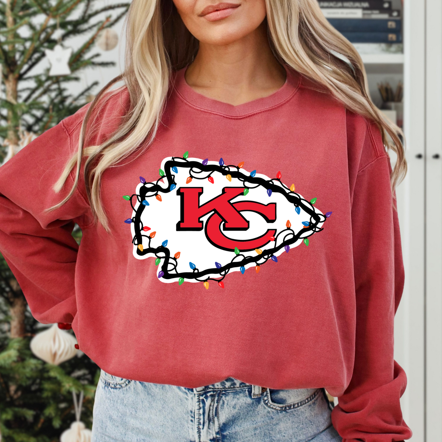 KC Chiefs Symbol w/ Christmas Lights Full Color DTF Transfer