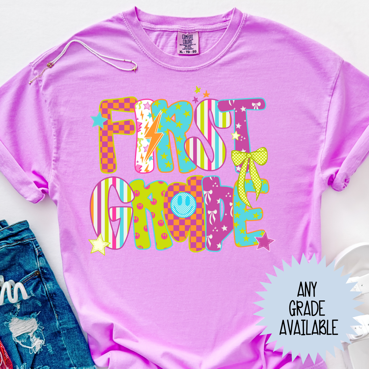 Retro Girly Font Grade (ANY GRADE AVAILABLE) Full Color DTF Transfer