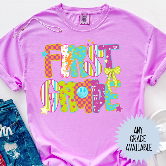 Retro Girly Font Grade (ANY GRADE AVAILABLE) Full Color DTF Transfer