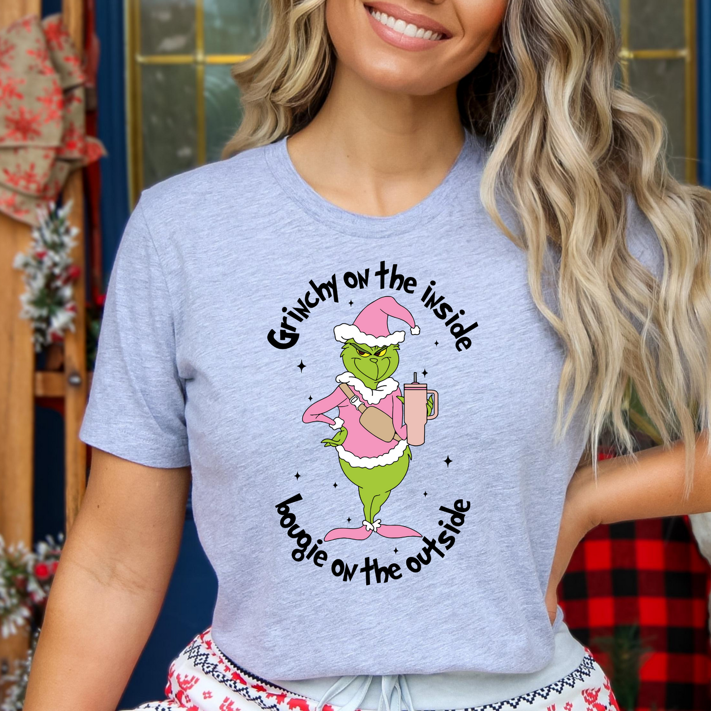 Grinchy On The Inside Bougie On The Outside (Pink) Full Color DTF Transfer