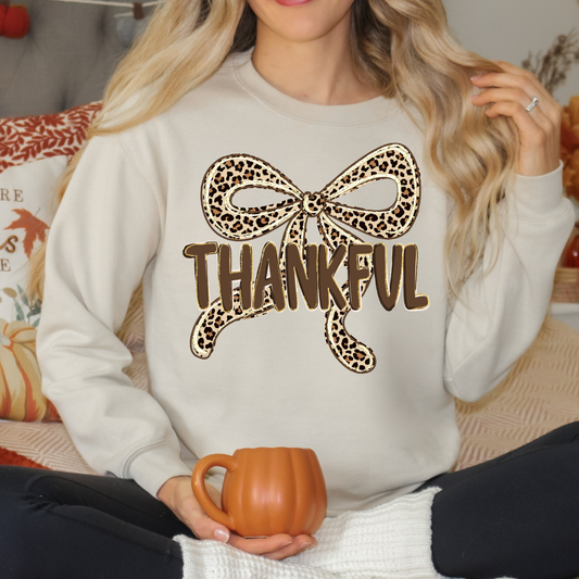 Thankful (Leopard Bow) Full Color DTF Transfer