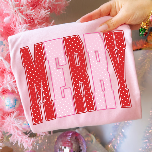 Merry (Pink/Red Polka Dot) Full Color DTF Transfer