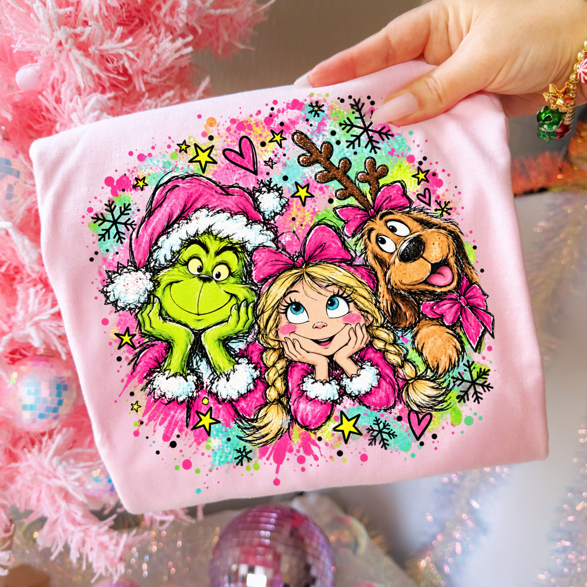 Grinch - Cindy - Max (Paint Splatter/Airbrush) Full Color DTF Transfer
