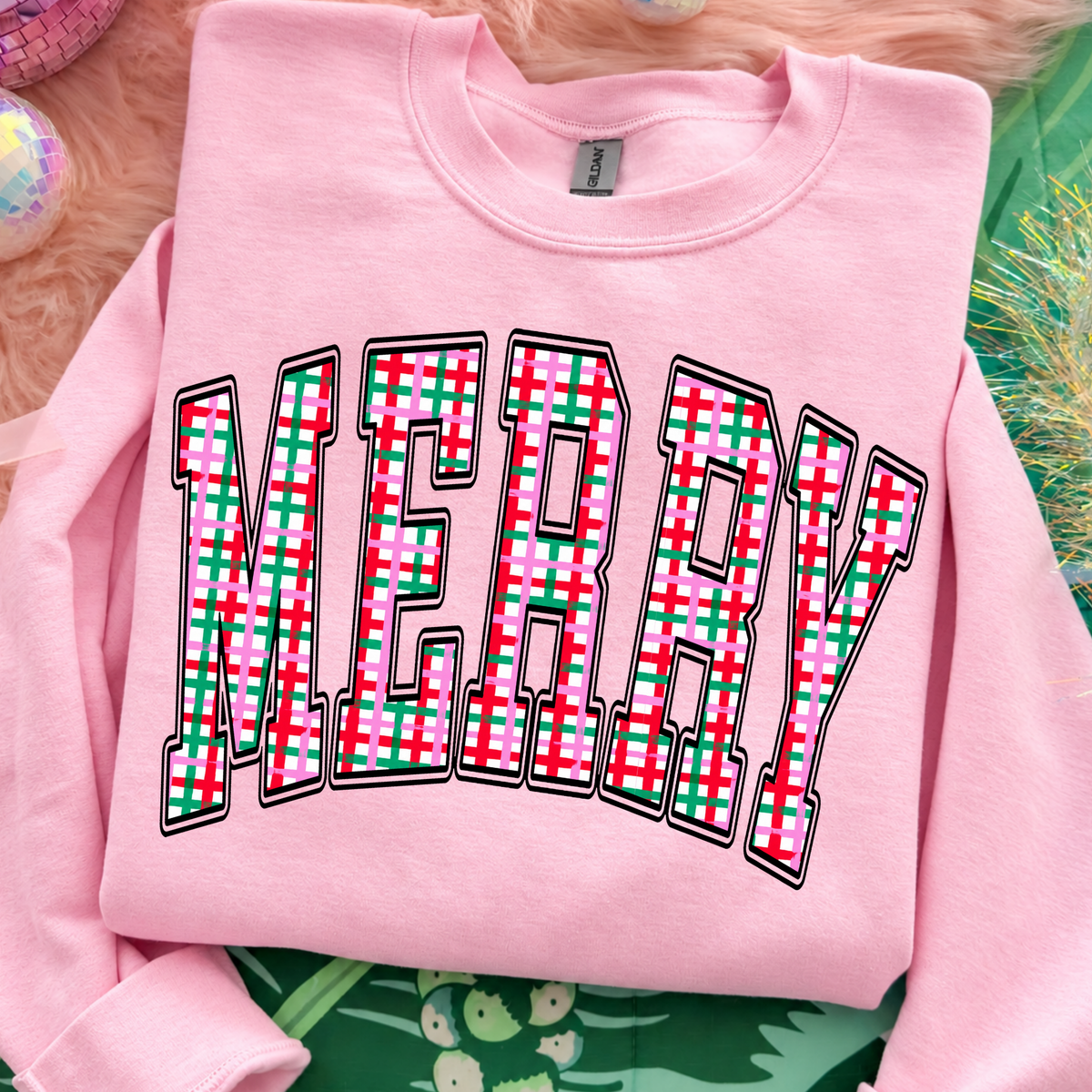 Merry (Christmas PLaid) Full Color DTF Transfer